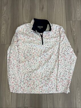 White Speckled Quarter-Zip Sweater